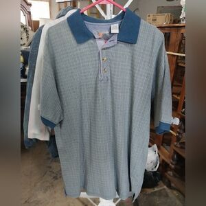 Classic Gray Polo Shirt with Blue Collar